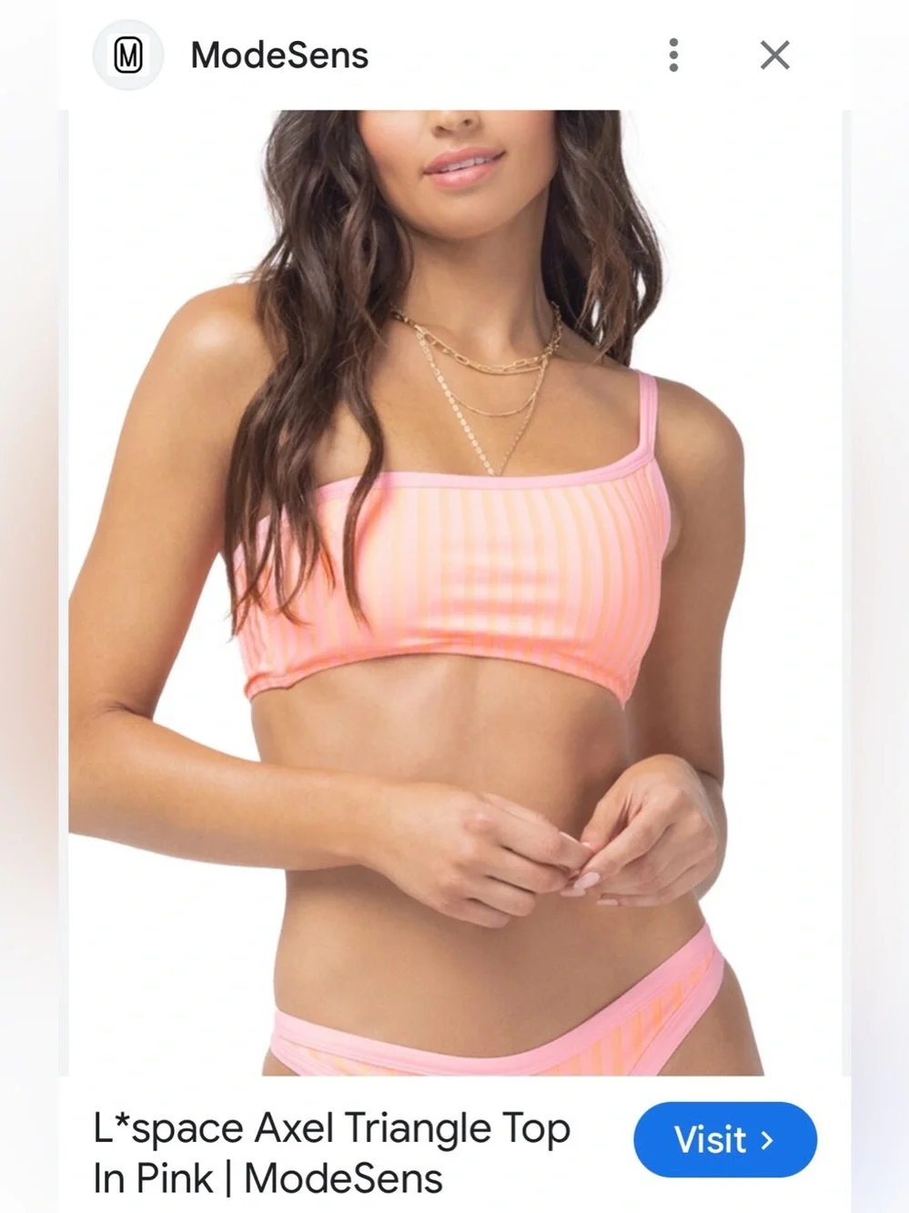 L*Space Axel Bikini Set Coral One-Shoulder Pink Stripe L Top M Bottom